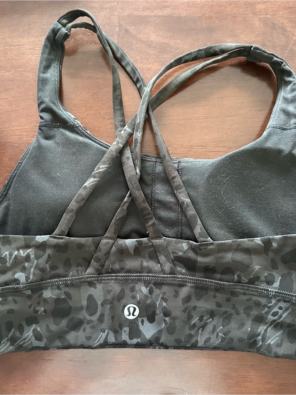 lululemon athletica Black/Charcoal Cheetah Strappy Sports Bra